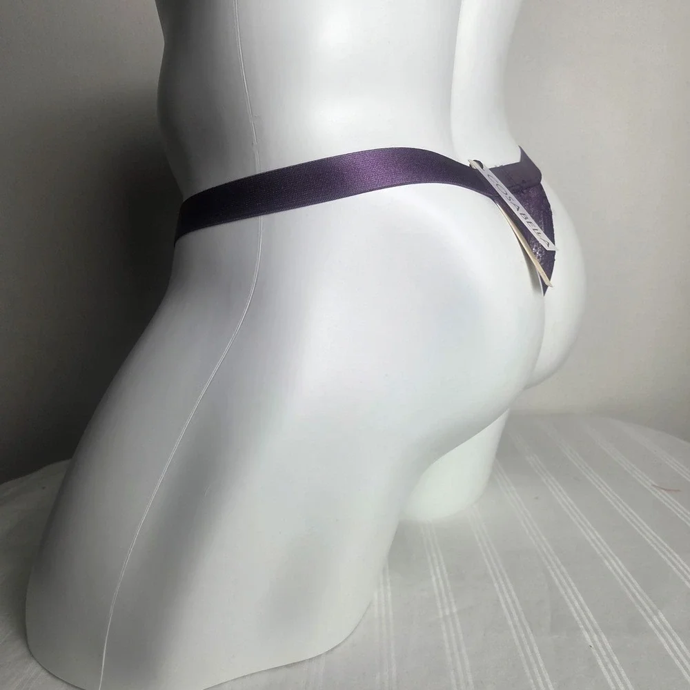 Cosabella Men's Signature stretch  Italian Lace Thong Purple Designer Underwear